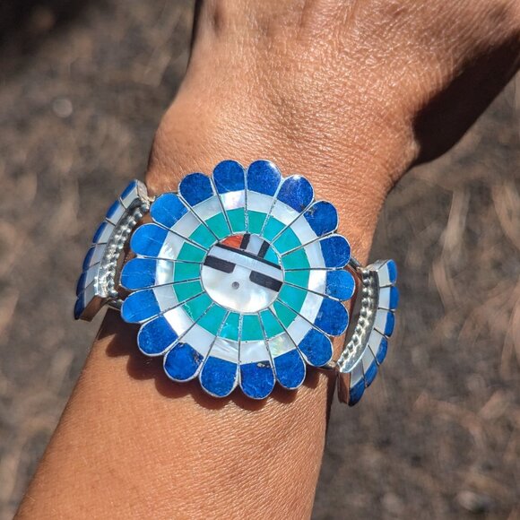 Genuine Native American Handmade‎ Bracelet from Zuni Tribe Turquoise Sz 6.5 *** - Picture 1 of 12
